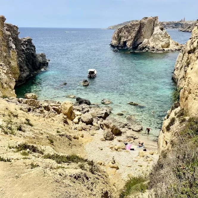Secret Beaches in Gozo - - AA Bay Near Barbaggan Rocks