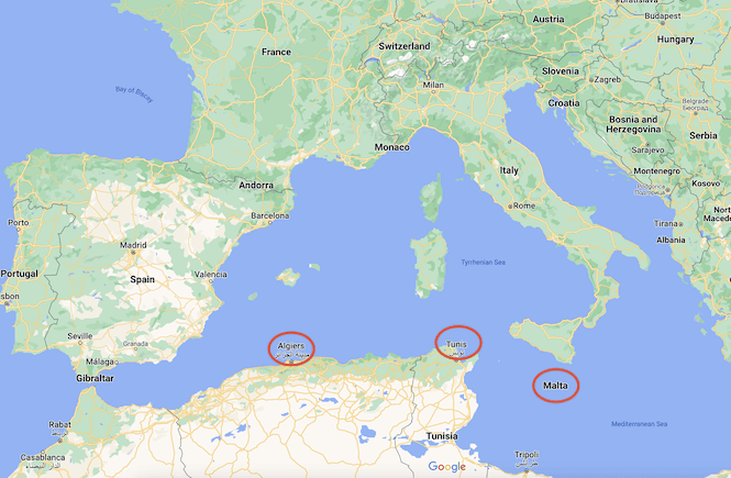 Map of Malta and Gozo: Location in the Mediterranean Sea