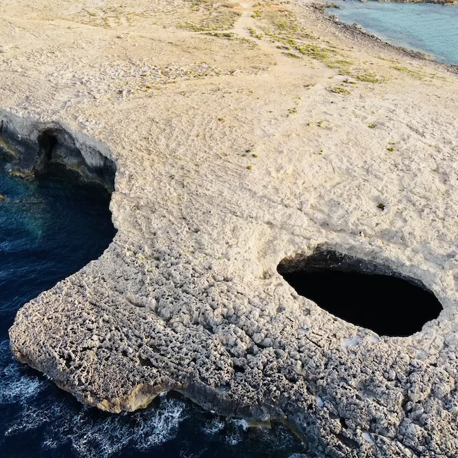 Aerial view of Coral Lagoon, a hidden gem that's tricky to reach without a car.