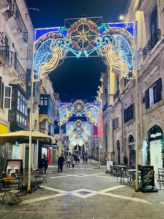 Malta in December - Christmas Light in the Republic Street Valletta
