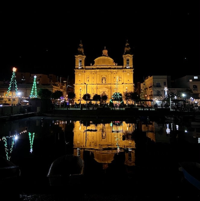 Msida Malta - Parish Church at Christmas Time