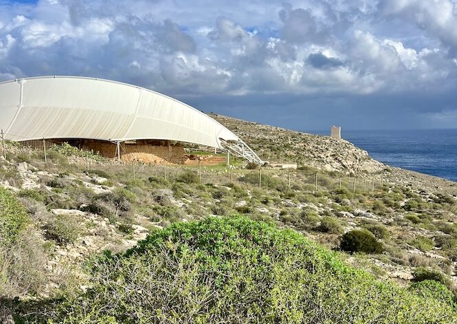 Mnajdra Temples and a Watch Tower in a Distance