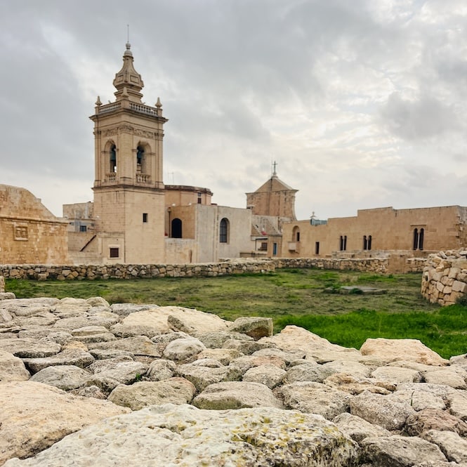 The View of the Cathedral Seen while Walking around the Citadel in Victoria, Gozo
