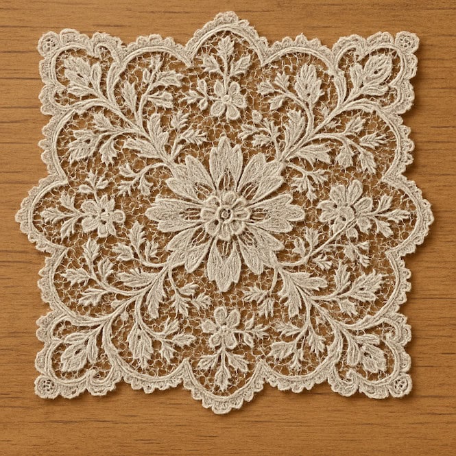 Intricately handcrafted Maltese lace doily, a traditional and authentic Maltese souvenir representing local artisan heritage